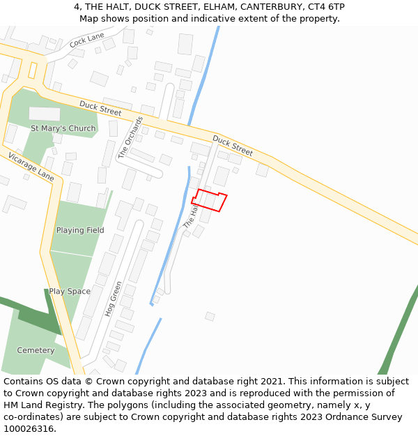 4, THE HALT, DUCK STREET, ELHAM, CANTERBURY, CT4 6TP: Location map and indicative extent of plot