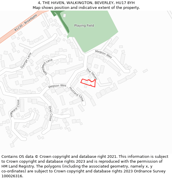 4, THE HAVEN, WALKINGTON, BEVERLEY, HU17 8YH: Location map and indicative extent of plot