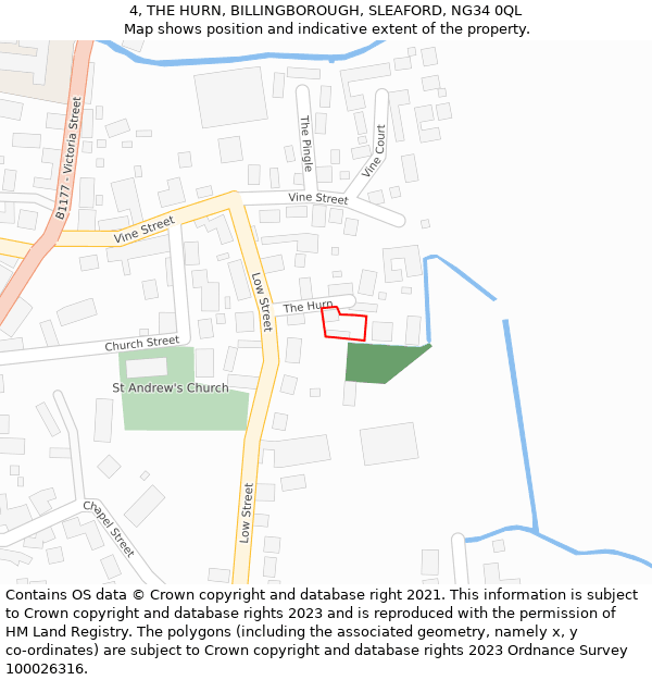 4, THE HURN, BILLINGBOROUGH, SLEAFORD, NG34 0QL: Location map and indicative extent of plot