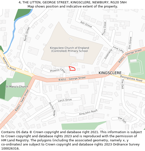 4, THE LITTEN, GEORGE STREET, KINGSCLERE, NEWBURY, RG20 5NH: Location map and indicative extent of plot