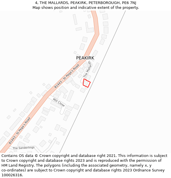 4, THE MALLARDS, PEAKIRK, PETERBOROUGH, PE6 7NJ: Location map and indicative extent of plot