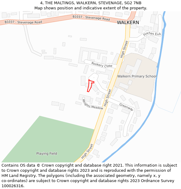 4, THE MALTINGS, WALKERN, STEVENAGE, SG2 7NB: Location map and indicative extent of plot