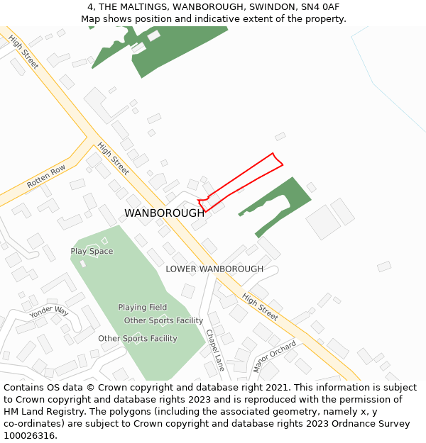 4, THE MALTINGS, WANBOROUGH, SWINDON, SN4 0AF: Location map and indicative extent of plot