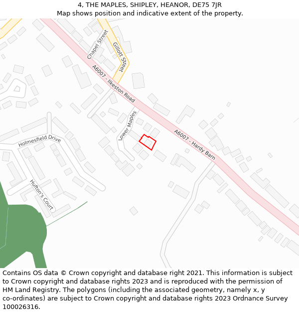 4, THE MAPLES, SHIPLEY, HEANOR, DE75 7JR: Location map and indicative extent of plot