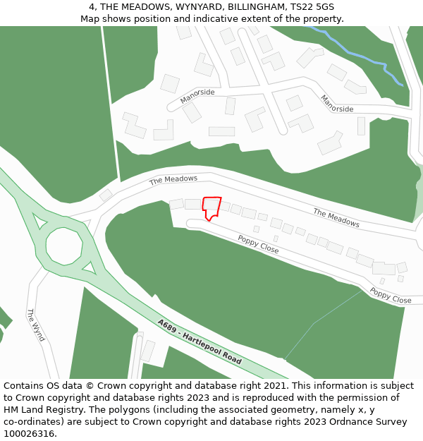 4, THE MEADOWS, WYNYARD, BILLINGHAM, TS22 5GS: Location map and indicative extent of plot