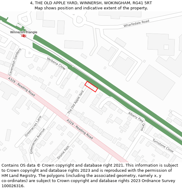 4, THE OLD APPLE YARD, WINNERSH, WOKINGHAM, RG41 5RT: Location map and indicative extent of plot