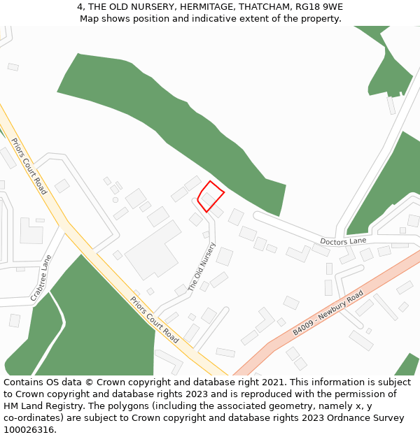 4, THE OLD NURSERY, HERMITAGE, THATCHAM, RG18 9WE: Location map and indicative extent of plot