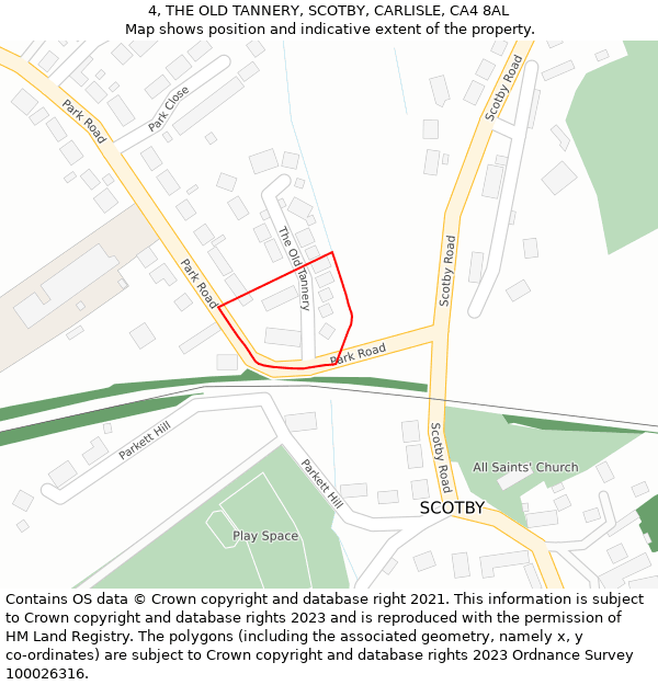 4, THE OLD TANNERY, SCOTBY, CARLISLE, CA4 8AL: Location map and indicative extent of plot