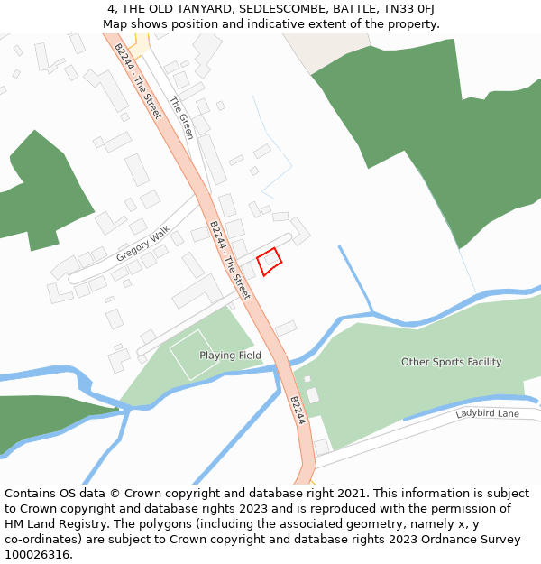 4, THE OLD TANYARD, SEDLESCOMBE, BATTLE, TN33 0FJ: Location map and indicative extent of plot