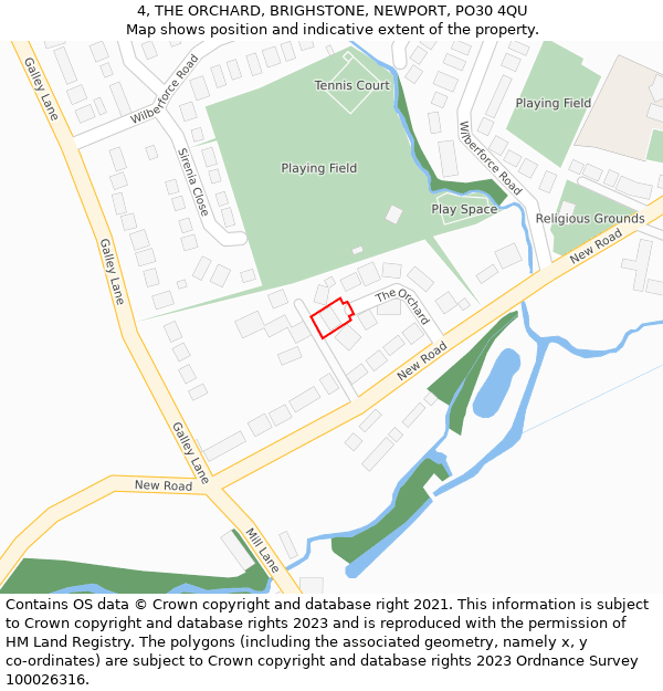 4, THE ORCHARD, BRIGHSTONE, NEWPORT, PO30 4QU: Location map and indicative extent of plot