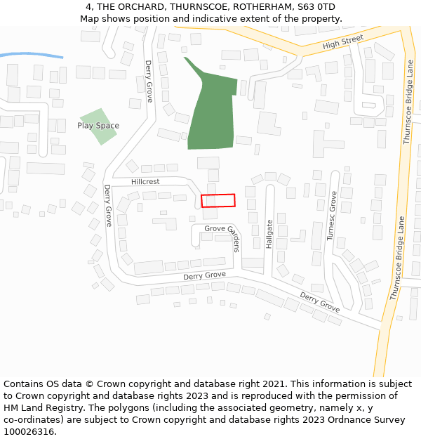 4, THE ORCHARD, THURNSCOE, ROTHERHAM, S63 0TD: Location map and indicative extent of plot