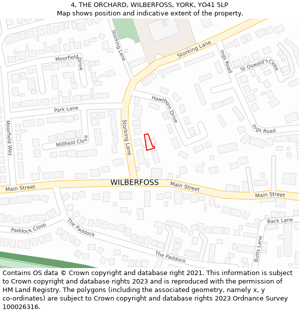 4, THE ORCHARD, WILBERFOSS, YORK, YO41 5LP: Location map and indicative extent of plot