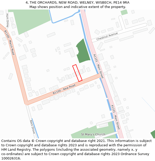 4, THE ORCHARDS, NEW ROAD, WELNEY, WISBECH, PE14 9RA: Location map and indicative extent of plot