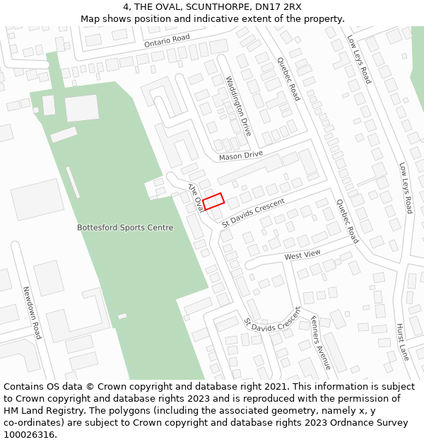 4, THE OVAL, SCUNTHORPE, DN17 2RX: Location map and indicative extent of plot