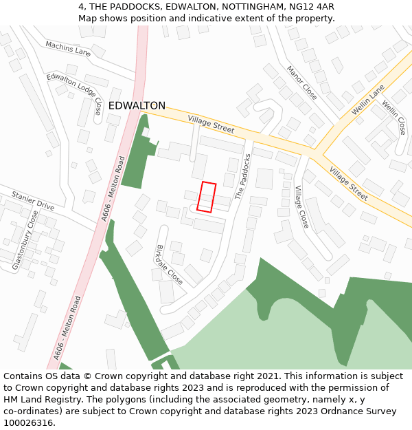 4, THE PADDOCKS, EDWALTON, NOTTINGHAM, NG12 4AR: Location map and indicative extent of plot