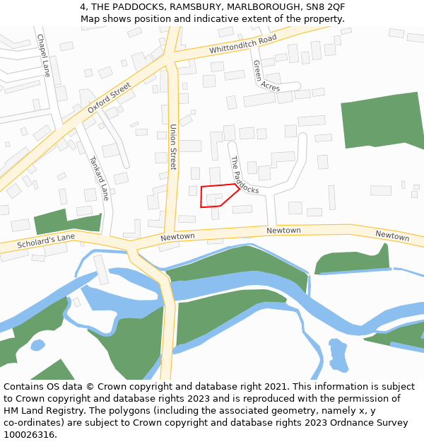 4, THE PADDOCKS, RAMSBURY, MARLBOROUGH, SN8 2QF: Location map and indicative extent of plot