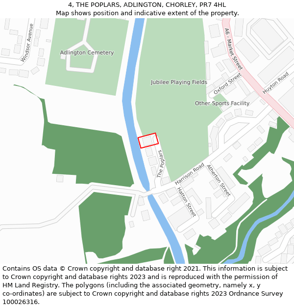 4, THE POPLARS, ADLINGTON, CHORLEY, PR7 4HL: Location map and indicative extent of plot