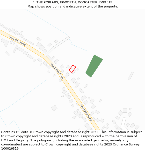 4, THE POPLARS, EPWORTH, DONCASTER, DN9 1FF: Location map and indicative extent of plot