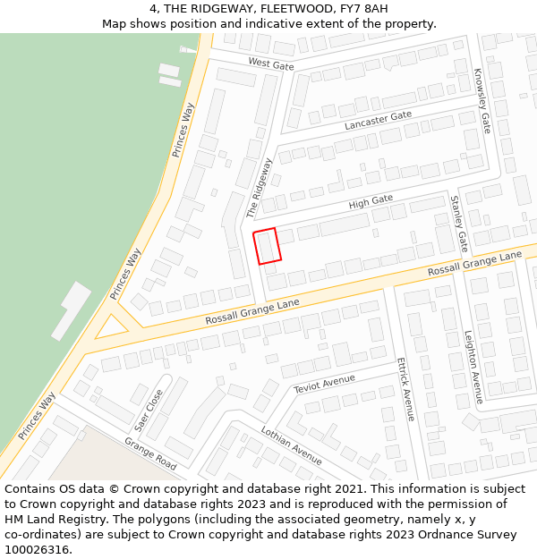 4, THE RIDGEWAY, FLEETWOOD, FY7 8AH: Location map and indicative extent of plot