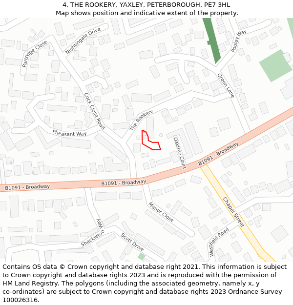 4, THE ROOKERY, YAXLEY, PETERBOROUGH, PE7 3HL: Location map and indicative extent of plot