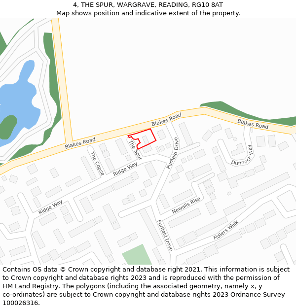 4, THE SPUR, WARGRAVE, READING, RG10 8AT: Location map and indicative extent of plot