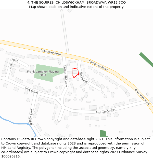 4, THE SQUIRES, CHILDSWICKHAM, BROADWAY, WR12 7QQ: Location map and indicative extent of plot
