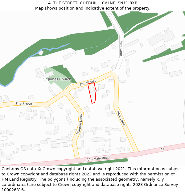 4, THE STREET, CHERHILL, CALNE, SN11 8XP: Location map and indicative extent of plot