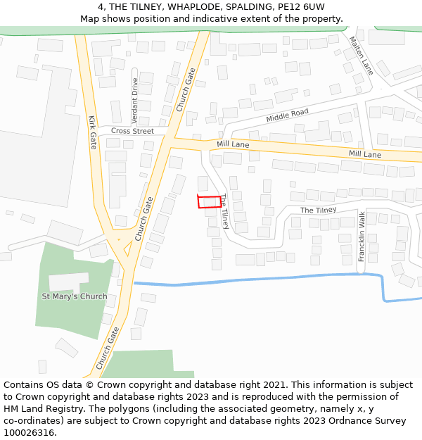 4, THE TILNEY, WHAPLODE, SPALDING, PE12 6UW: Location map and indicative extent of plot