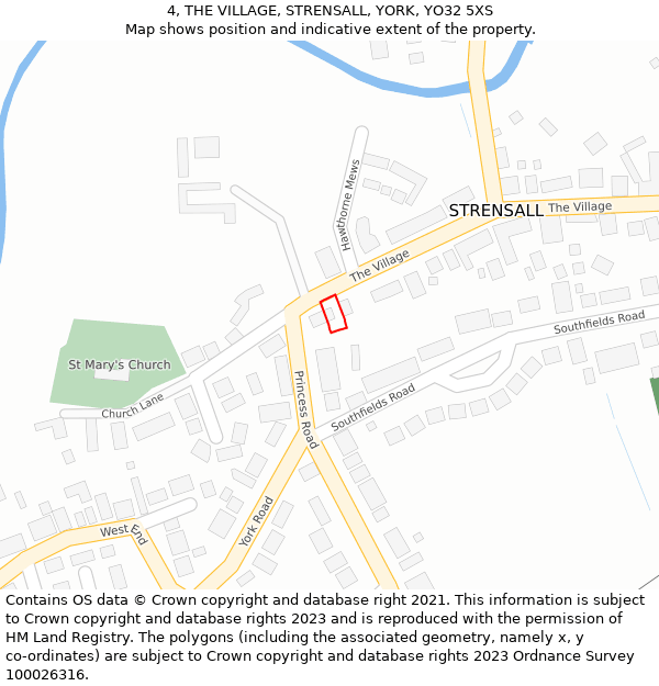 4, THE VILLAGE, STRENSALL, YORK, YO32 5XS: Location map and indicative extent of plot