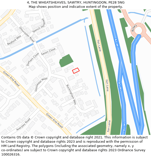 4, THE WHEATSHEAVES, SAWTRY, HUNTINGDON, PE28 5NG: Location map and indicative extent of plot