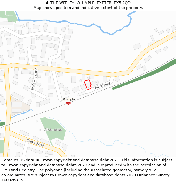 4, THE WITHEY, WHIMPLE, EXETER, EX5 2QD: Location map and indicative extent of plot