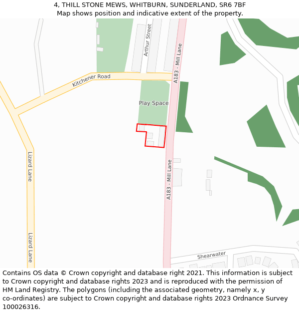 4, THILL STONE MEWS, WHITBURN, SUNDERLAND, SR6 7BF: Location map and indicative extent of plot