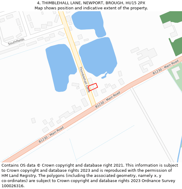 4, THIMBLEHALL LANE, NEWPORT, BROUGH, HU15 2PX: Location map and indicative extent of plot