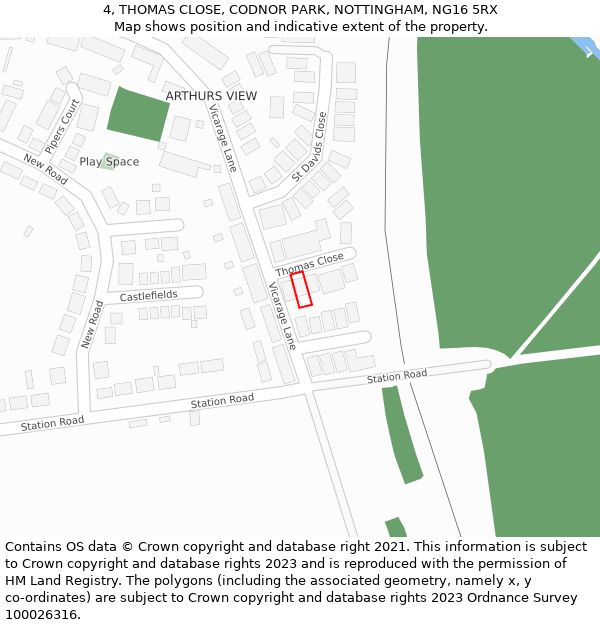 4, THOMAS CLOSE, CODNOR PARK, NOTTINGHAM, NG16 5RX: Location map and indicative extent of plot