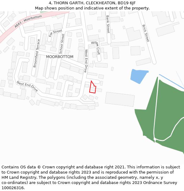 4, THORN GARTH, CLECKHEATON, BD19 6JF: Location map and indicative extent of plot