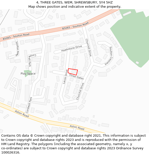 4, THREE GATES, WEM, SHREWSBURY, SY4 5HZ: Location map and indicative extent of plot