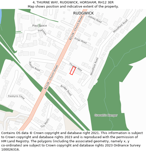 4, THURNE WAY, RUDGWICK, HORSHAM, RH12 3ER: Location map and indicative extent of plot