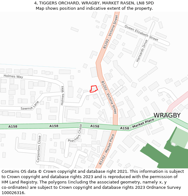 4, TIGGERS ORCHARD, WRAGBY, MARKET RASEN, LN8 5PD: Location map and indicative extent of plot