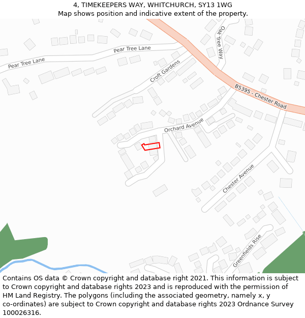 4, TIMEKEEPERS WAY, WHITCHURCH, SY13 1WG: Location map and indicative extent of plot