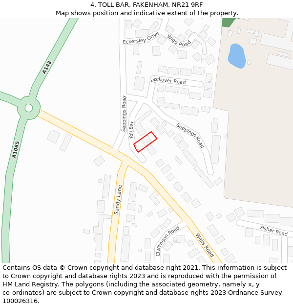 4, TOLL BAR, FAKENHAM, NR21 9RF: Location map and indicative extent of plot