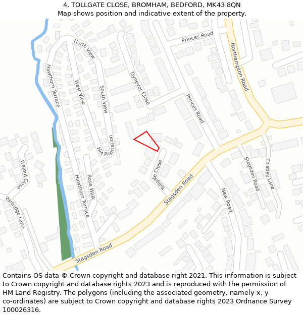 4, TOLLGATE CLOSE, BROMHAM, BEDFORD, MK43 8QN: Location map and indicative extent of plot