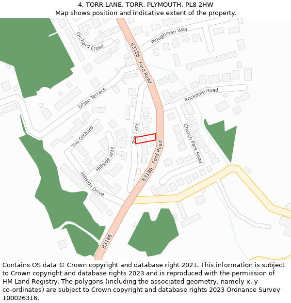 4, TORR LANE, TORR, PLYMOUTH, PL8 2HW: Location map and indicative extent of plot