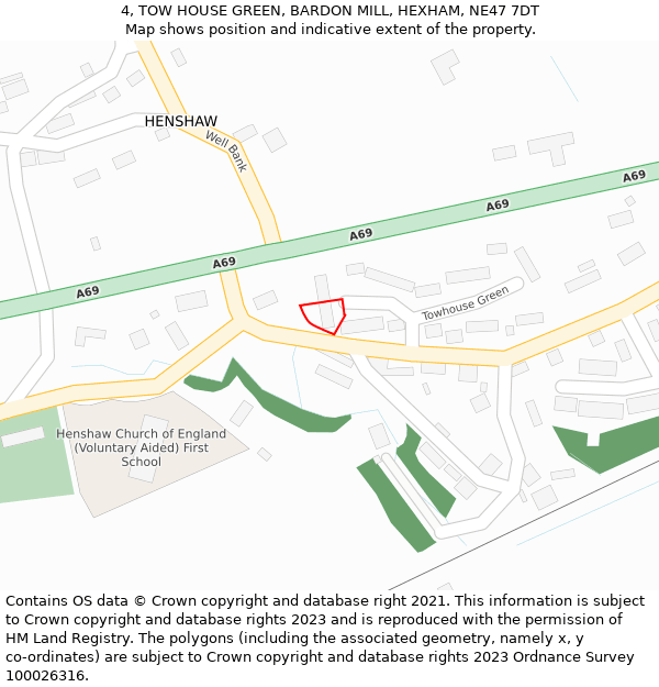 4, TOW HOUSE GREEN, BARDON MILL, HEXHAM, NE47 7DT: Location map and indicative extent of plot