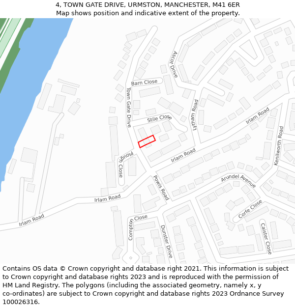 4, TOWN GATE DRIVE, URMSTON, MANCHESTER, M41 6ER: Location map and indicative extent of plot