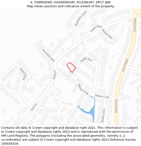 4, TOWNSEND, HADDENHAM, AYLESBURY, HP17 8JW: Location map and indicative extent of plot