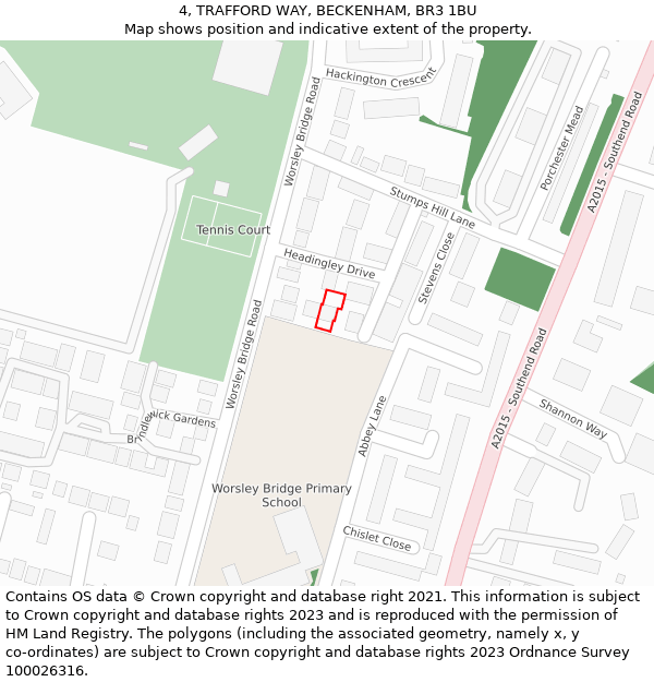 4, TRAFFORD WAY, BECKENHAM, BR3 1BU: Location map and indicative extent of plot