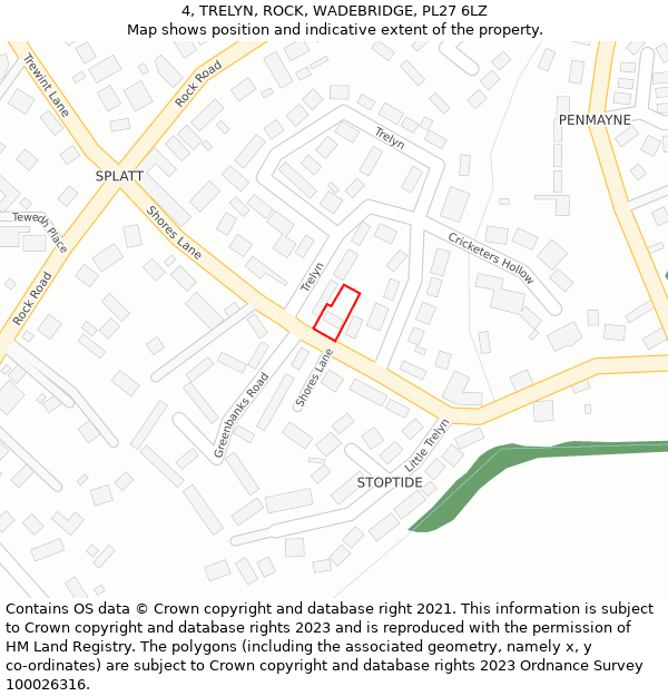 4, TRELYN, ROCK, WADEBRIDGE, PL27 6LZ: Location map and indicative extent of plot