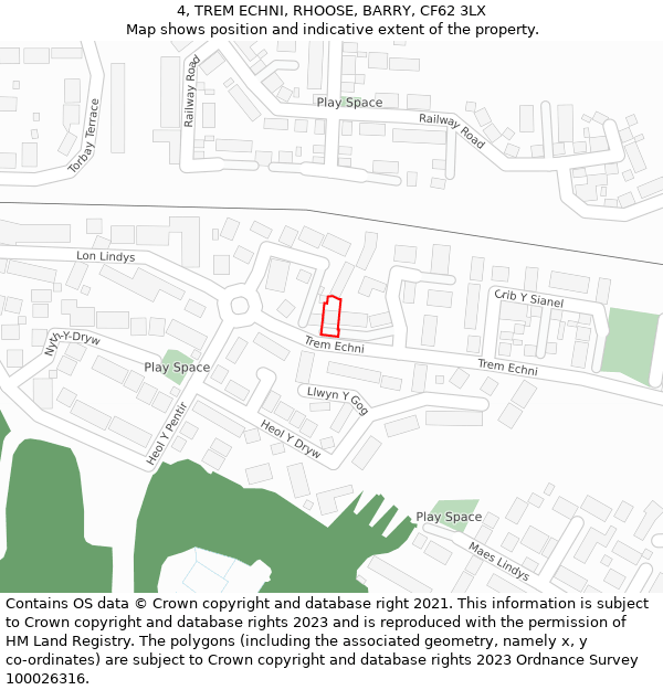 4, TREM ECHNI, RHOOSE, BARRY, CF62 3LX: Location map and indicative extent of plot