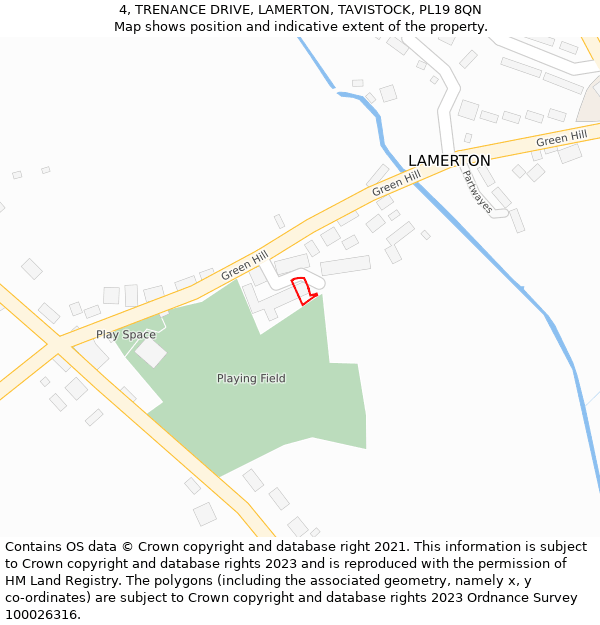 4, TRENANCE DRIVE, LAMERTON, TAVISTOCK, PL19 8QN: Location map and indicative extent of plot