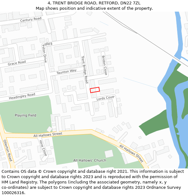 4, TRENT BRIDGE ROAD, RETFORD, DN22 7ZL: Location map and indicative extent of plot